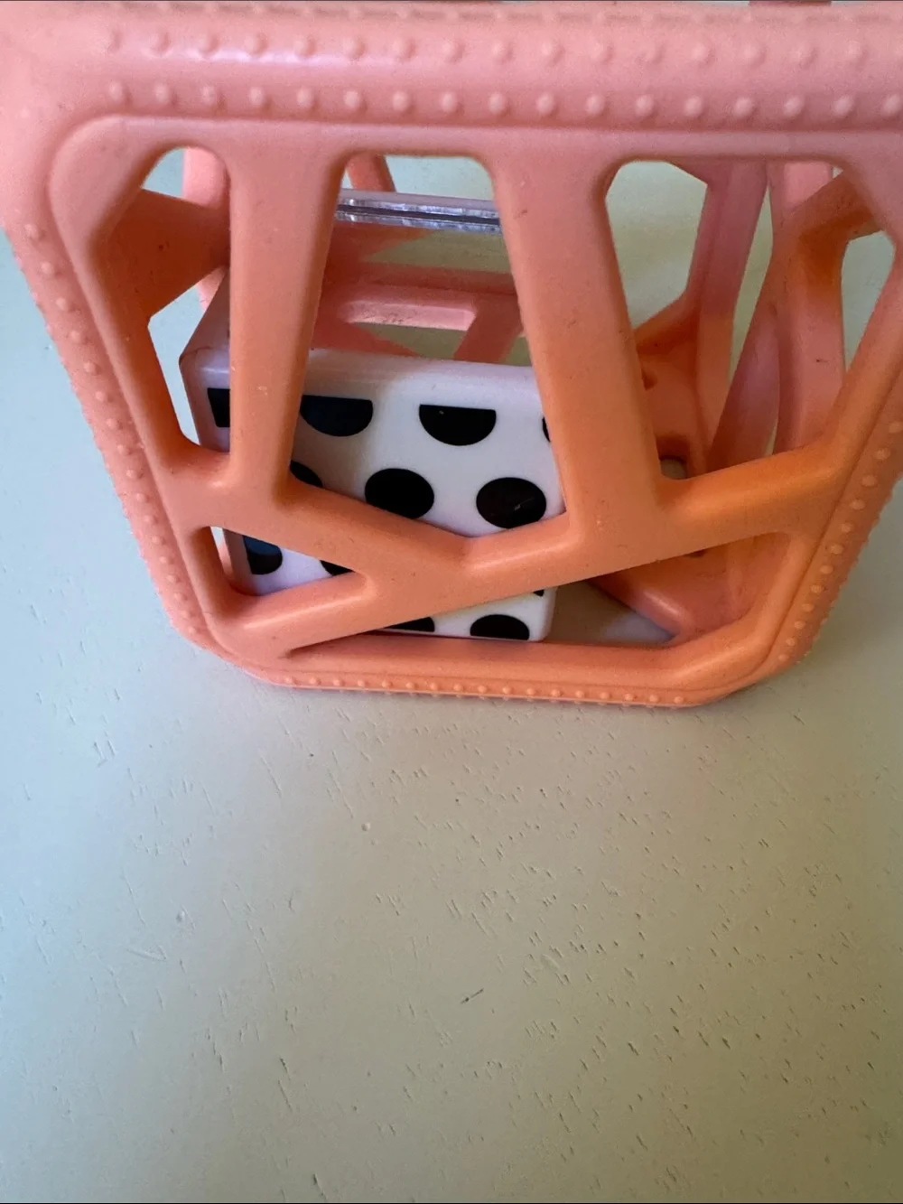 Fat Brain Peach Silicone Sensory Chew Cube Toy for Teething